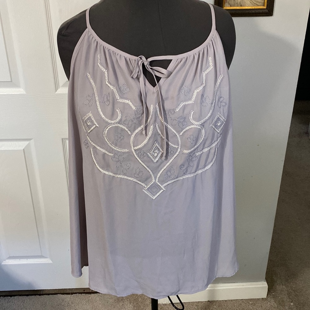 Maurices Grey Embroidered Tank Top